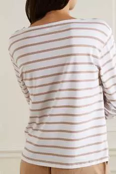 SKIN + NET SUSTAIN Топ Maryam в полоску стрейч из органического хлопка пима и джерси из смеси модала, бежевый