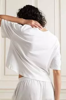 SKIN + NET SUSTAIN Укороченный пижамный топ Avery из органического хлопкового джерси Pima, белый