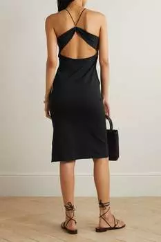 SKIN платье миди в рубчик из эластичного хлопка Pima с открытой спиной Inayah, черный