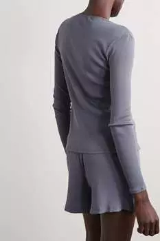 SKIN Rayne Regan пижамный комплект Pima из хлопкового джерси в рубчик, синий