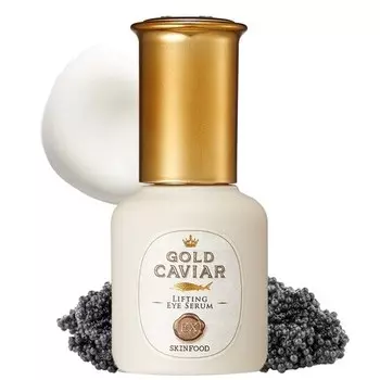 SKINFOOD Gold Caviar EX Lifting Eye Serum 32ml — Концентрированная питательная эссенция для глаз с икрой и золотом для сухой, обвисшей и стареющей кожи — Лучшие осветляющие увлажняющие средства для сухой кожи 1,08 жидких унций Skin Food Since 19...