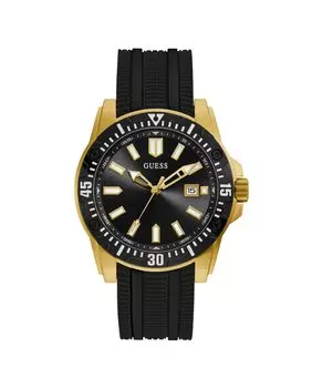 Skipper GW0055G4 силиконовые мужские часы с черным ремешком Guess, черный