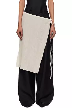 Складчатая миди-юбка-расклешенка из хлопкового шелка Bambou Roger Kwong, цвет bone