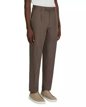 Складчатые брюки ZEGNA, коричневый/бежевый