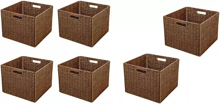 Складная корзина для хранения Trademark Innovations, набор из 4 шт., коричневый & Складная корзина для хранения Innovations на железной проволочной раме (набор из 2 шт.), Brown