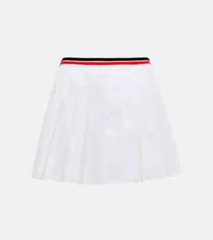 Складная мини-юбка из хлопковой смеси Miu Miu, белый