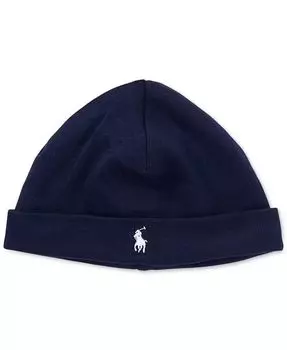 Складная шапочка из хлопкового трикотажа для маленьких мальчиков Polo Ralph Lauren, синий