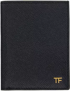 Складной держатель для карт из мелкозернистой кожи TOM FORD, черный