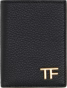 Складной держатель для карт из зернистой кожи TOM FORD, черный