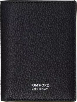 Складной держатель для карт из зернистой кожи TOM FORD, черный