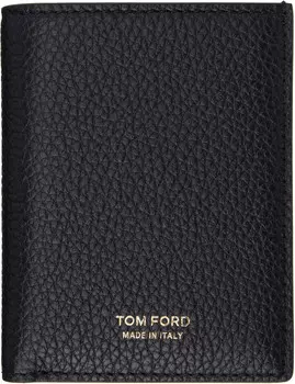 Складной держатель для карт из зернистой кожи TOM FORD, черный