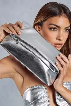 Складной клатч металлического цвета MISSPAP, серебро