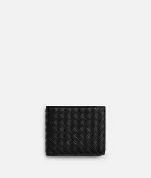 складной кошелек Intrecciato piccolo Bottega Veneta, черный