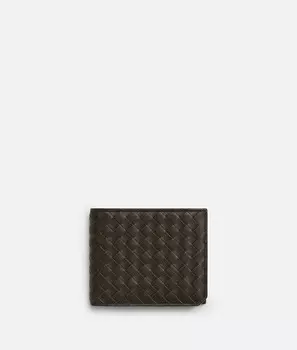 складной кошелек Intrecciato piccolo Bottega Veneta, нейтральный/серо-зеленый