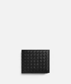 Складной кошелек Intrecciato piccolo с портмоне для монет Bottega Veneta, черный