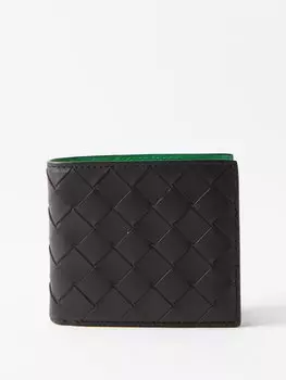 Складной кошелек из кожи intrecciato Bottega Veneta, черный