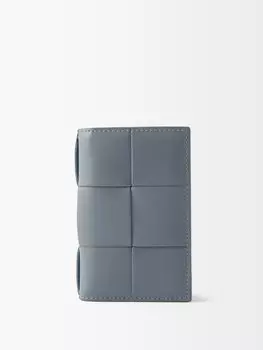 Складной кошелек из кожи intrecciato Bottega Veneta, серый