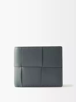 Складной кошелек из кожи intrecciato Bottega Veneta, серый