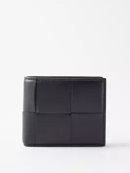 Складной кошелек из кожи intrecciato Bottega Veneta, синий