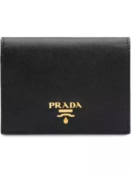 Складной кошелек с логотипом Prada, черный