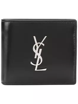 Складной кошелек с монограммой Saint Laurent, черный