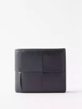 Складной кошелек urban cassette из кожи intrecciato Bottega Veneta, серый