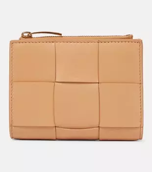 Складной кожаный кошелек Bottega Veneta, бежевый