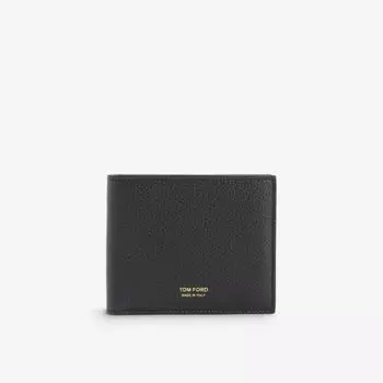 Складной кожаный кошелек с фирменным принтом Tom Ford, черный