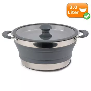 Складной кухонный набор - дорожный набор из 2 предметов - походная кастрюля 3,0 л + сито серое Kampa, серый