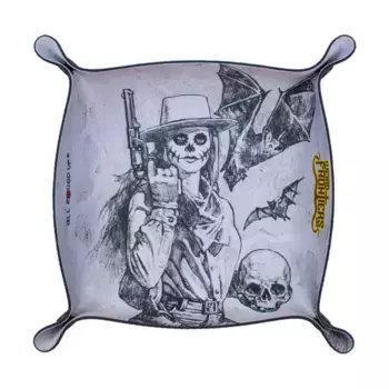 Складной квадратный лоток для игральных костей — Calavera Gunslinger (монохромный), Dice Trays & Accessories (All Rolled Up)