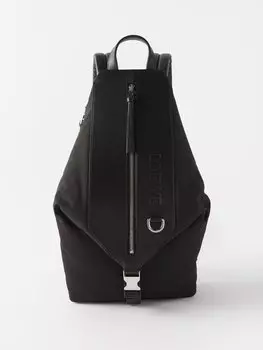 Складной рюкзак из нейлона и кожи LOEWE, черный