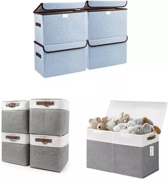 Складные контейнеры для хранения с крышками Большой ящик для хранения игрушек с крышками Bagnizer