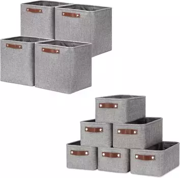 Складные корзины DULLEMELO: 4 кубических корзины 12 x 12 x 12 дюймов + 6 маленьких корзин 11,8 x 7,9 x 5,1 дюйма (серого цвета)