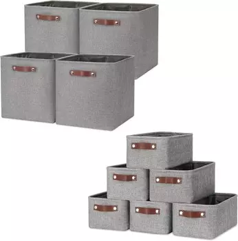 Складные корзины DULLEMELO: 4 кубических корзины 13 x 13 x 13 дюймов + 6 маленьких корзин 11,8 x 7,9 x 5,1 дюйма (серый)