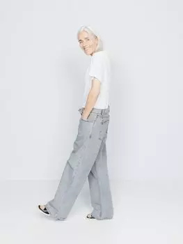 Складные мешковатые джинсы-бойфренды «папа» из органического хлопка Raey, серый