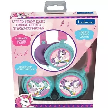 Складные стерео проводные наушники-единороги с защитой громкости для детей Lexibook Hp01