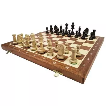 Складные турнирные шахматы №6, инкрустация из красного дерева - 54х54 см. Caissa