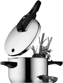 Скороварка WMF "Perfect RDS", нержавеющая сталь Cromargan 18/10, скороварка со съемной ручкой крышки, индукционная 22 см + высота 23 см, цвет edelstahlfarben/schwarz