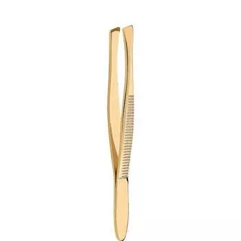Скошенный косметический пинцет, золото. Donegal