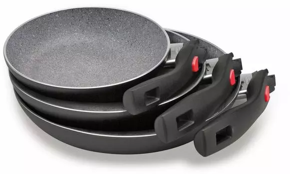 Сковорода BALLARINI плоская, 24 см Click & Cook Granitium 440 x 246 x 75