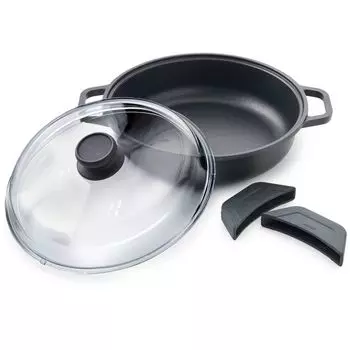 Сковорода BETTY BOSSI со стеклянной крышкой, 20 см, жаропрочная, с высоким краем, антипригарным покрытием