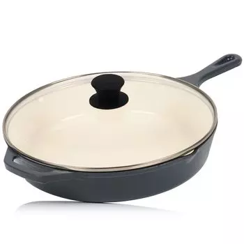 Сковорода чугунная с эмалированной крышкой | 29,5 см | Голубая ягода | С двумя сливными носиками Mahlzeit