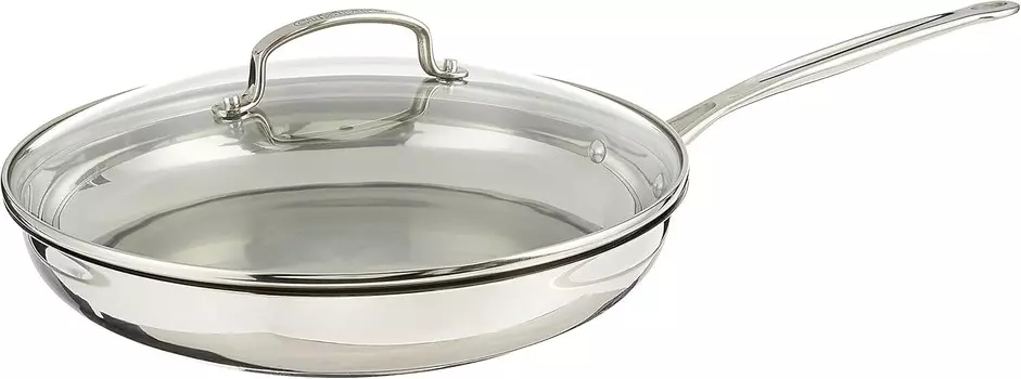 Сковорода Cuisinart, 12 дюймов, со стеклянной крышкой, коллекция Chef's Classic, 722-30G, Stainless Steel