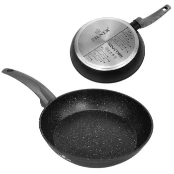 Сковорода диаметром 28 см с мраморным покрытием и индукционной подставкой Zilner Zl-565, черный