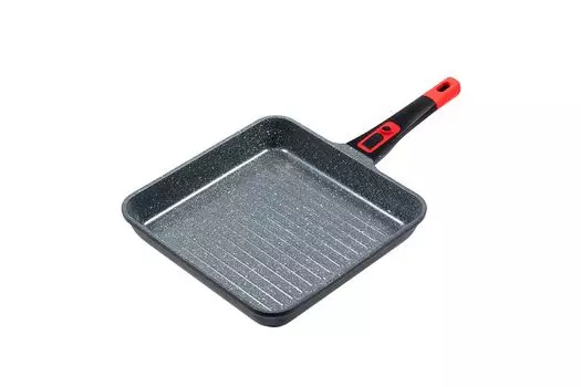 Сковорода для гриля 28x28 см, высота около 5 см. KING Click-Grip из литого алюминия с керамическим покрытием Внутри: FUSION TI / съемная ручка