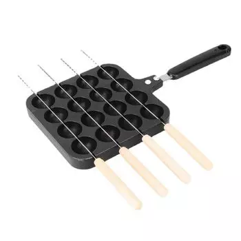 Сковорода для гриля такояки с 16 отверстиями, пластина для гриля такояки, для домашнего и коммерческого использования, форма для гриля для выпечки шариков осьминога с 4 иглами CANDeal