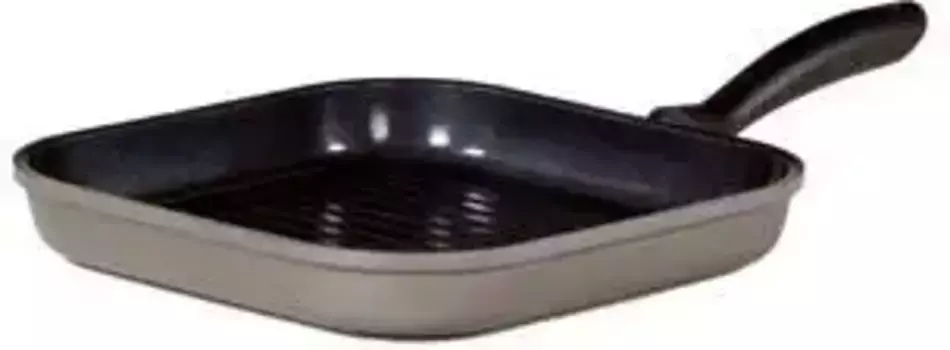 Сковорода для стейка Крюгера "Гриль/сковорода для стейка Potsdam, литой алюминий, 28 x 28 см", литой алюминий, (1 шт.), подходит для индукционных плит Krger Высота 4,2 см, серый