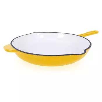 Сковорода Echtwerk чугунная, эмалированное покрытие, чугунная сковорода с двумя ручками, кремовая, диаметр 26,5 см, цвет: желтый
