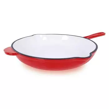 Сковорода Echtwerk чугунная, эмалированное покрытие, сковорода чугунная с двумя ручками, кремовая, диаметр 26,5 см, цвет: красный