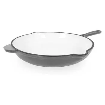Сковорода Echtwerk чугунная с эмалированным покрытием чугунная сковорода с двумя ручками кремового цвета, 26,5 см, цвет: серый